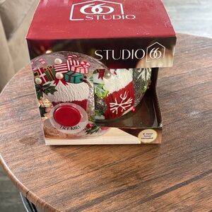 Studio Festive Ornament with Red and White Design